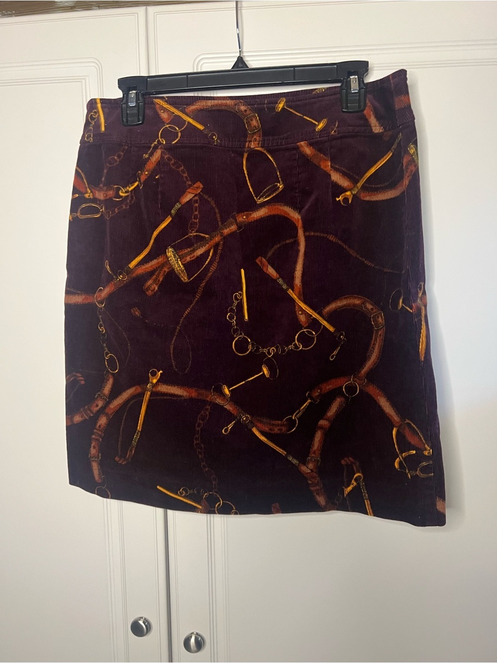 Talbots Equestrian Print Corduroy Skirt - Picture 7 of 15
